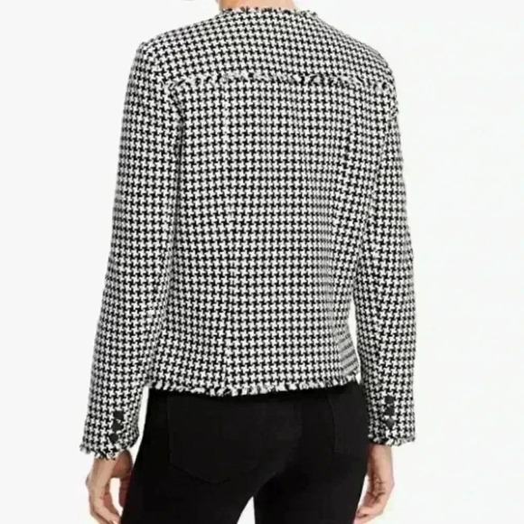 Karl Lagerfeld Paris Tweed Lightweight Motorcycle Jacket Black/White Size XS NWT - Picture 2 of 12